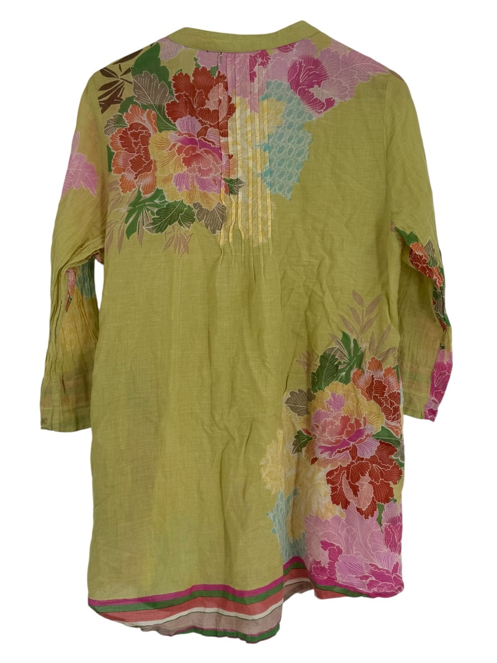 Sundance Floral Top Green Lightweight Pleated Boho Tropical Beach Tunic Size L - Picture 3 of 11
